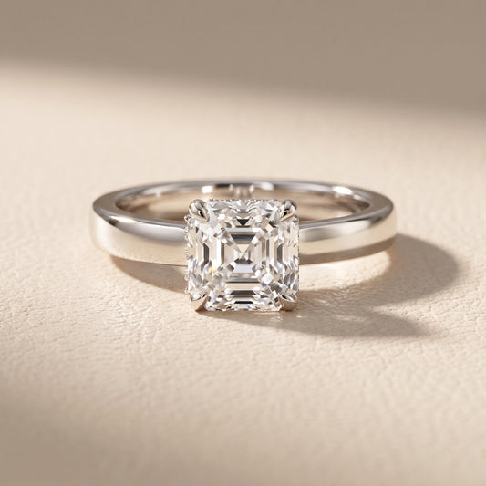 Lara Hidden Halo Asscher Diamond Engagement Ring in White Gold - front.jpg