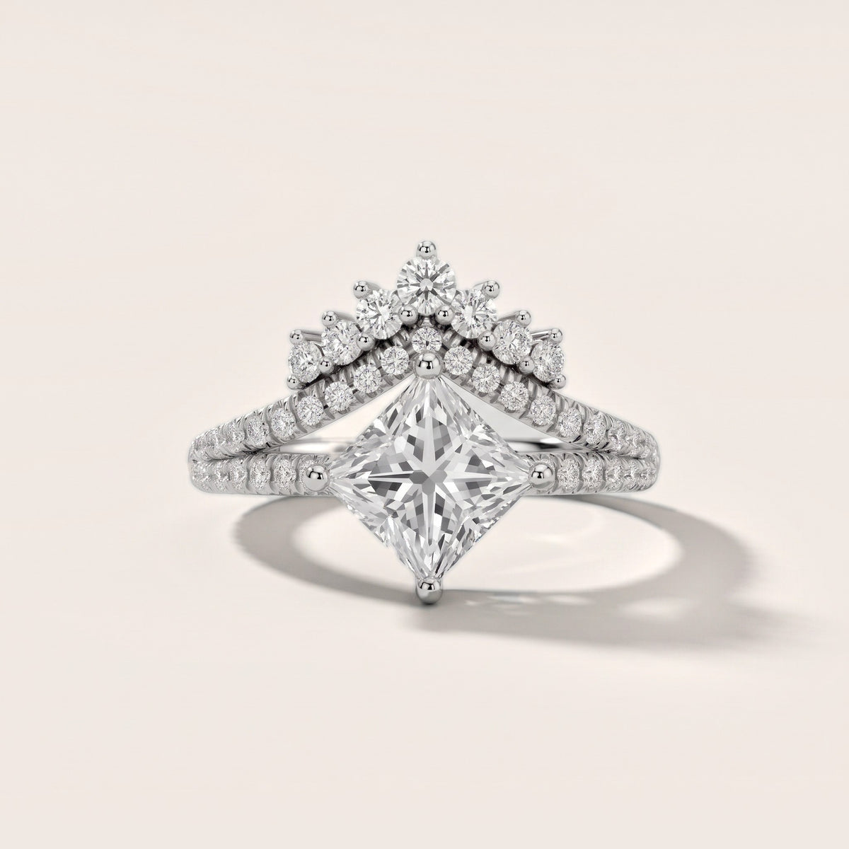 Annette Split Shank Pavé Princess Diamond Engagement Ring in Platinum - front.jpg