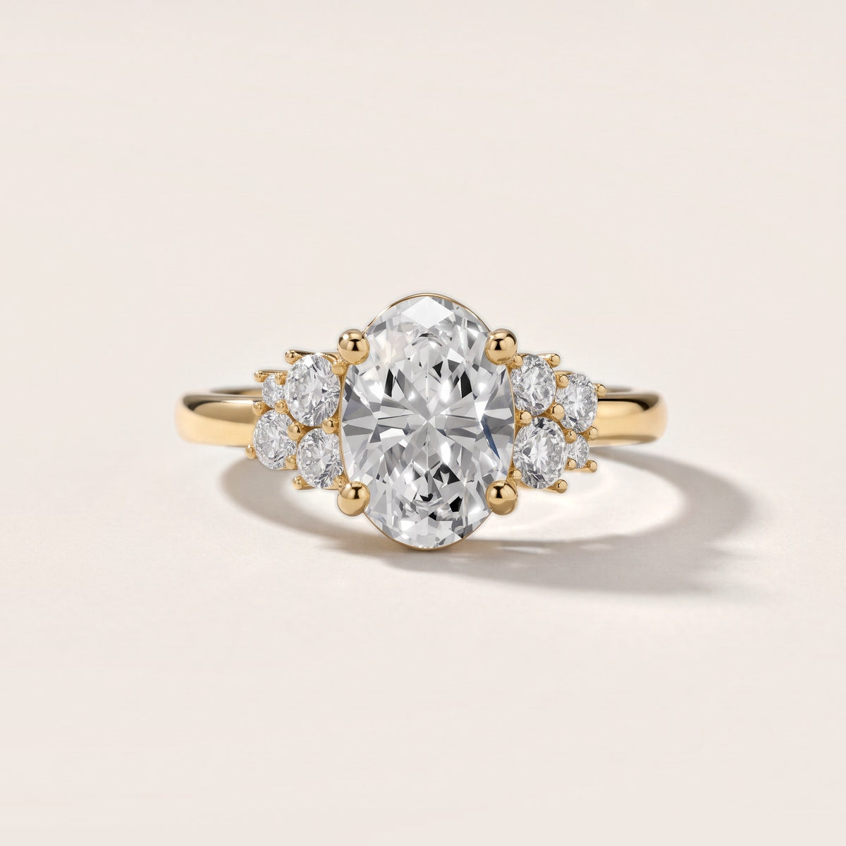 Hannah Cluster Oval Diamond Engagement Ring in Yellow Gold - front.jpg