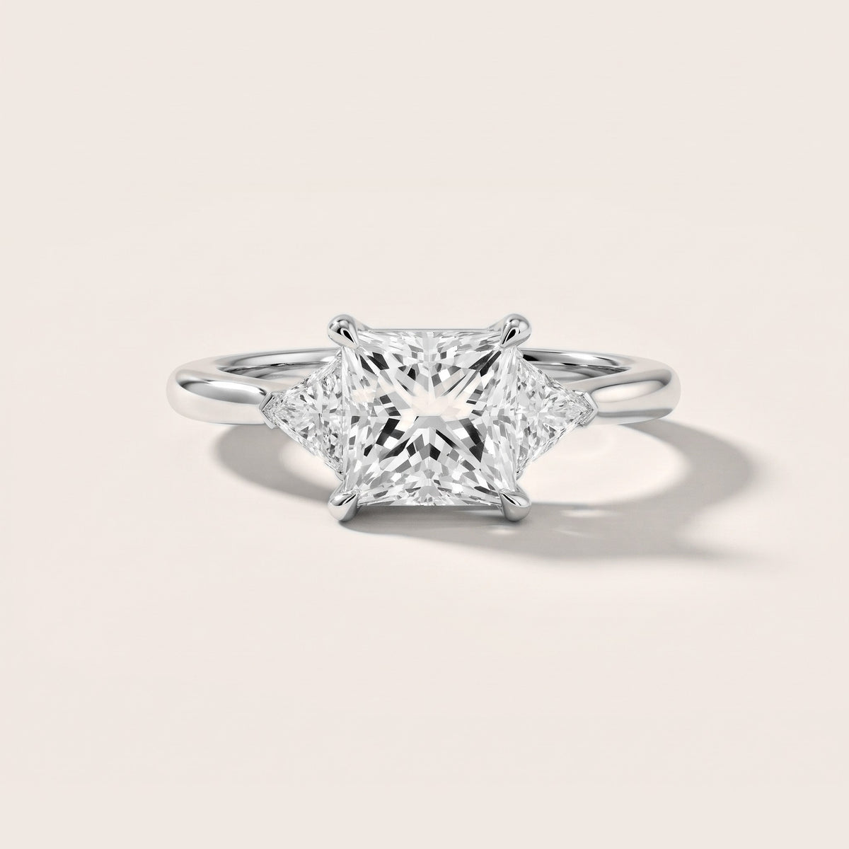 Clemency Three-Stone Cathedral Princess Diamond Engagement Ring in White Gold - front.jpg