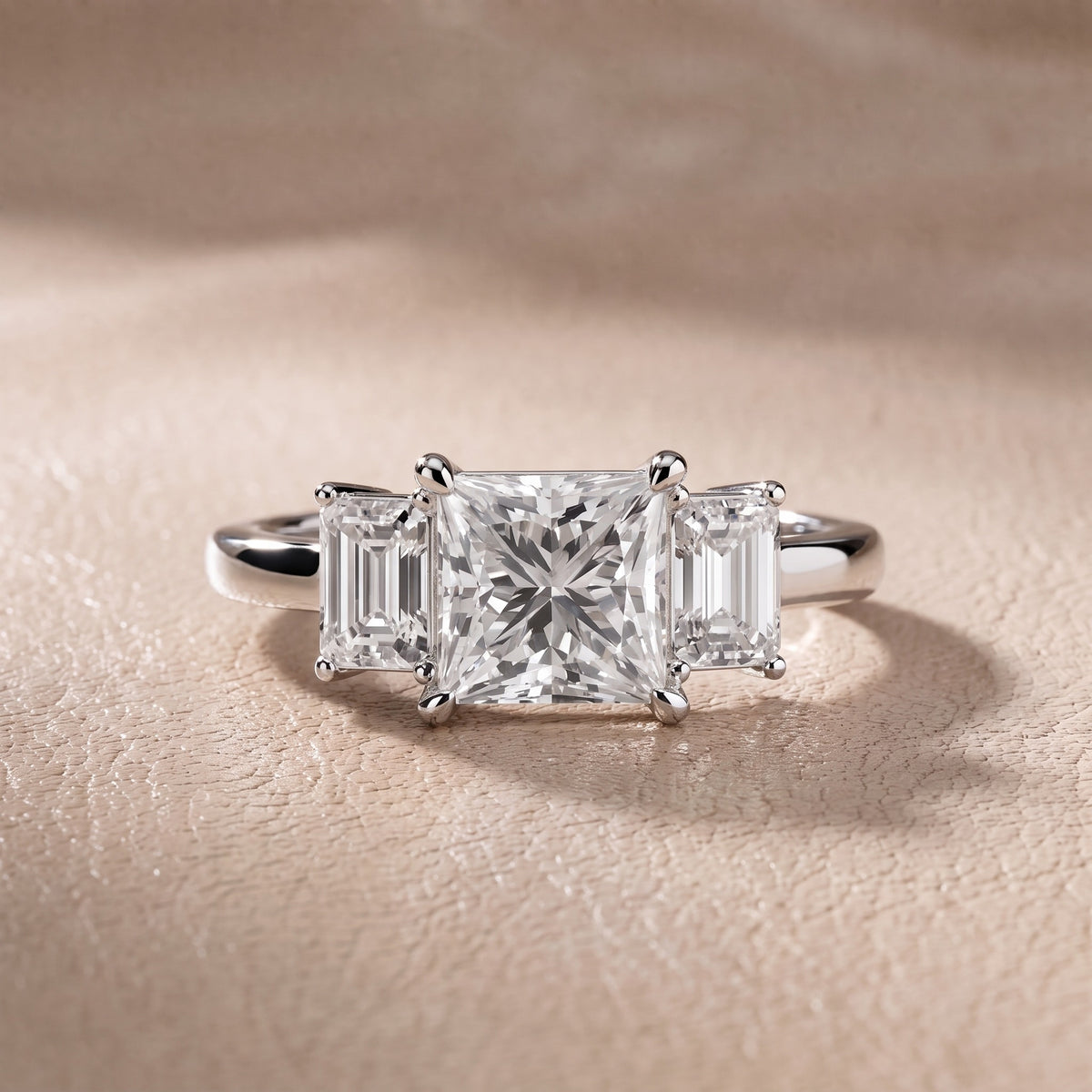 Zoe Three-Stone Princess Diamond Engagement Ring in White Gold - front.jpg