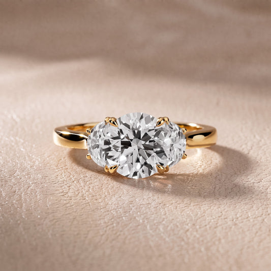 Romy Three-Stone Round Diamond Engagement Ring in Yellow Gold - front.jpg