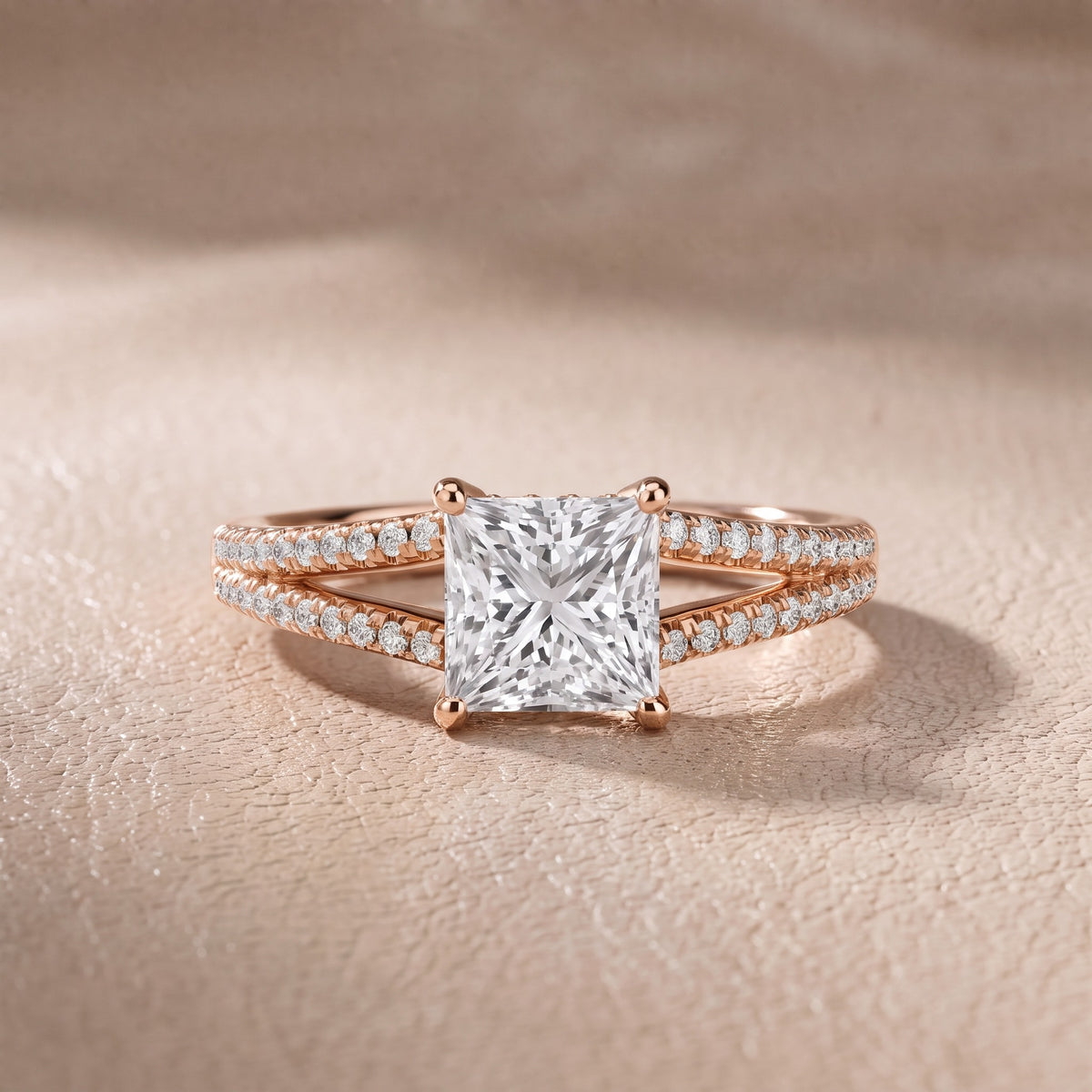 Eternal Embrace Princess Diamond Engagement Ring in Rose Gold - front.jpg