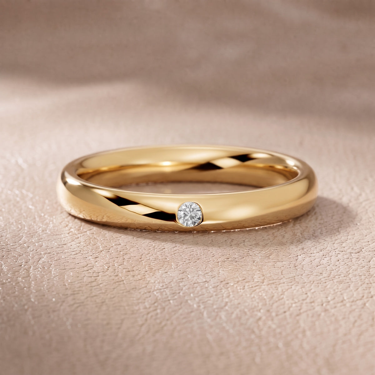 Elizabeth Comfort Fit Bezel Round Diamond Wedding Band in Yellow Gold - front.jpg