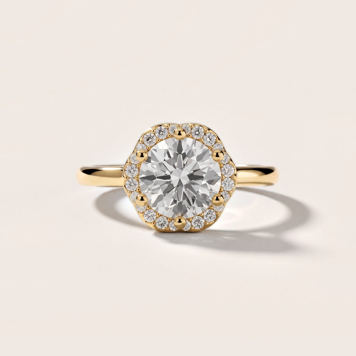 Elgin Halo Micropavé Round Diamond Engagement Ring in Yellow Gold - front.jpg
