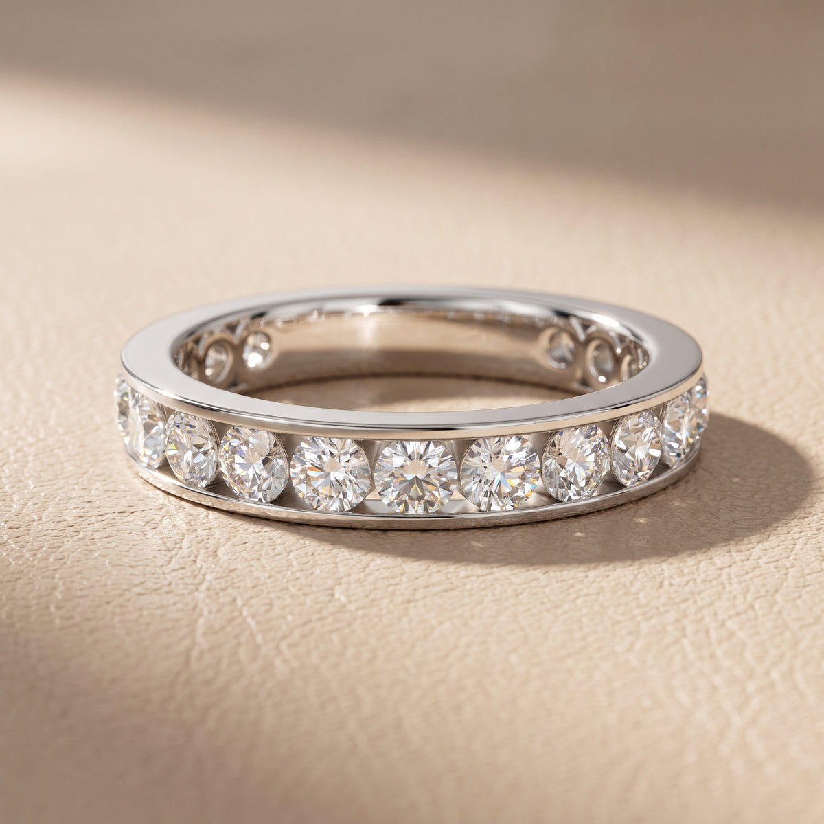 Oriana Channel Set Round Diamond Half Eternity Band in Silver - front.jpg