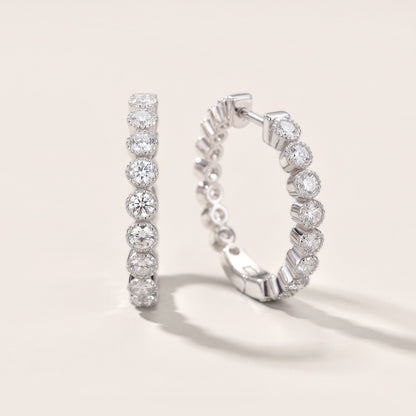 Iris Milgrain Round Diamond Hoop Earrings in Platinum [studio-20261024]