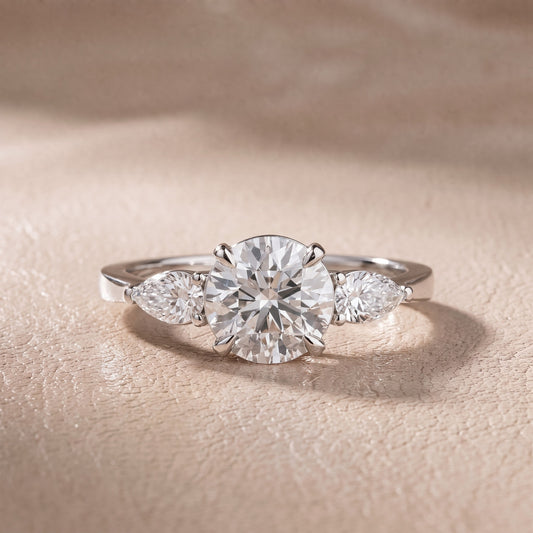Grace Three Stone Round Diamond Engagement Ring in Platinum - front.jpg