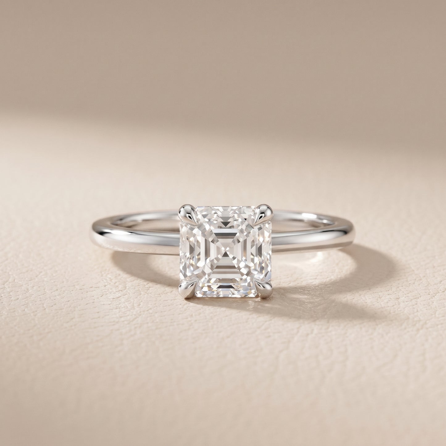 Nella Petite Solitaire Asscher Diamond Engagement Ring in Silver - front.jpg