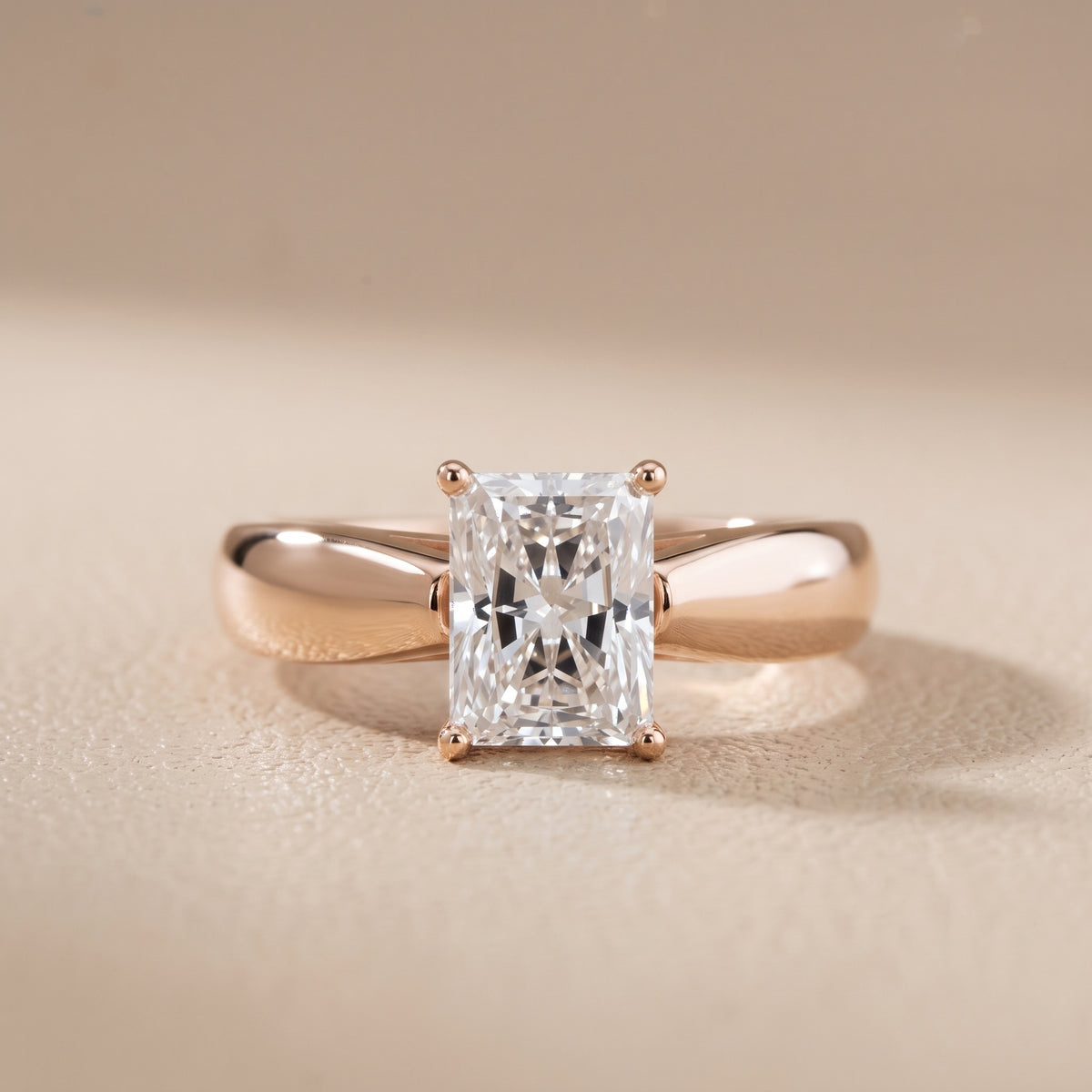 Talia Solitaire Twist Radiant Diamond Engagement Ring in Rose Gold - front.jpg