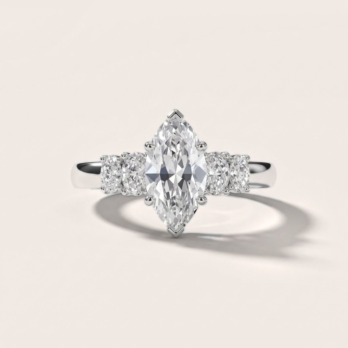 Kirsten Graduated Five-Stone Marquise Diamond Engagement Ring in Silver - front.jpg