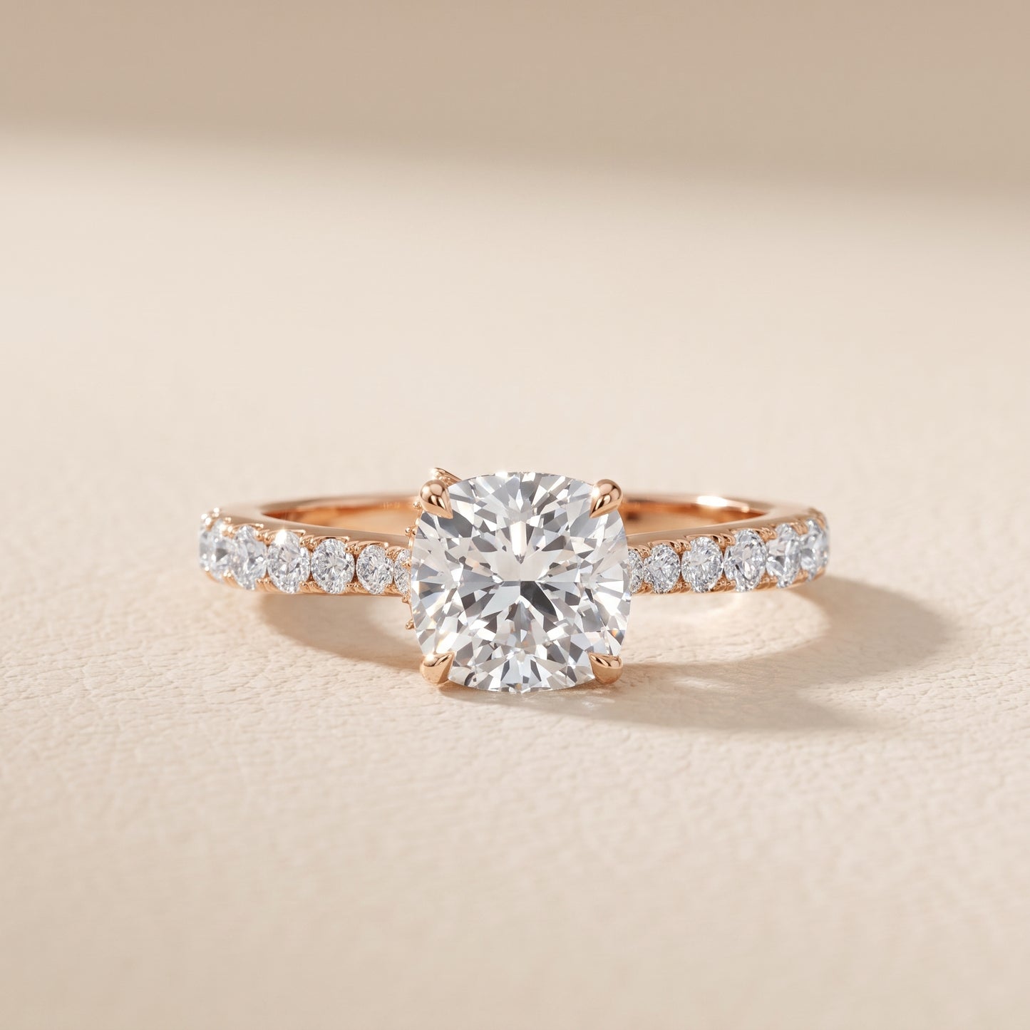 Gia Hidden Halo Pavé Cushion Diamond Ring in Rose Gold - front.jpg