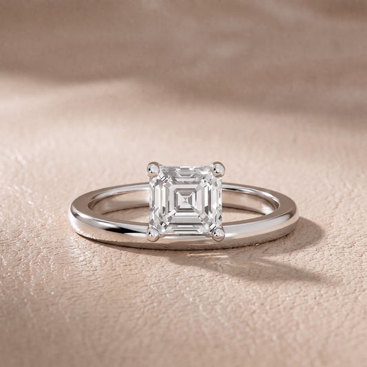 Maisie Four Prong Solitaire Asscher Diamond Engagement Ring in Platinum - front.jpg