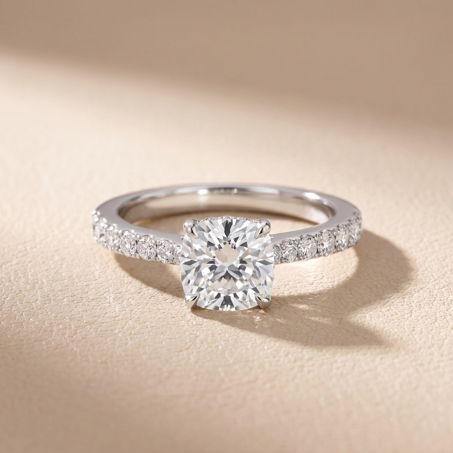 Gia Hidden Halo Pavé Cushion Diamond Ring in White Gold - front.jpg