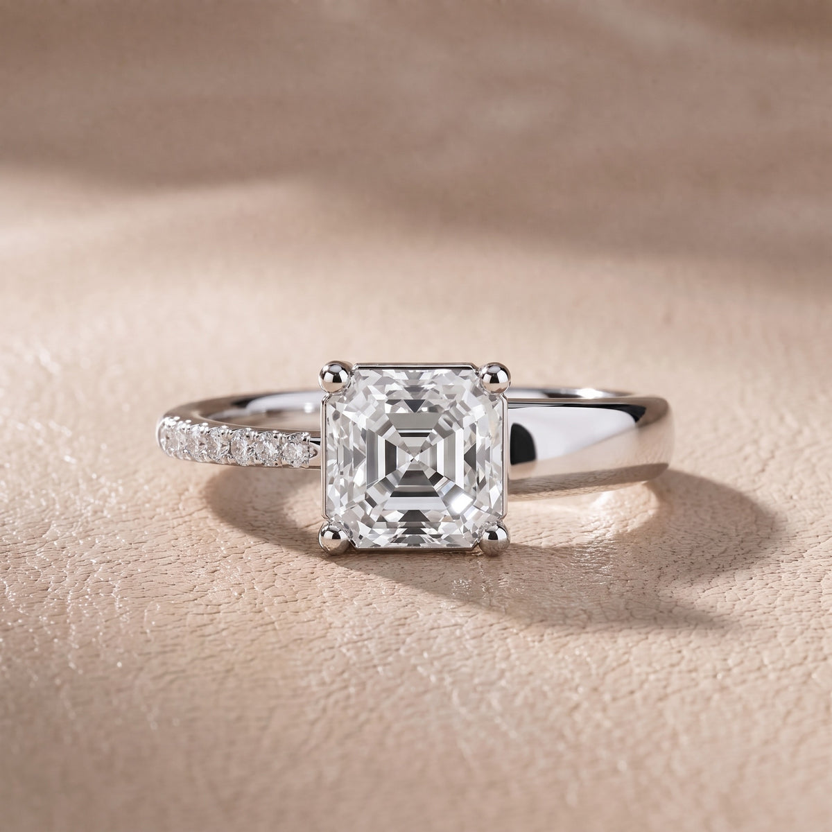 Rosie Solitaire Basket Asscher Diamond Engagement Ring in Platinum - front.jpg