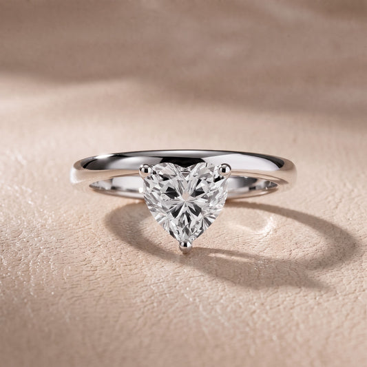 Maisie Four Prong Solitaire Heart Diamond Engagement Ring in Platinum - front.jpg