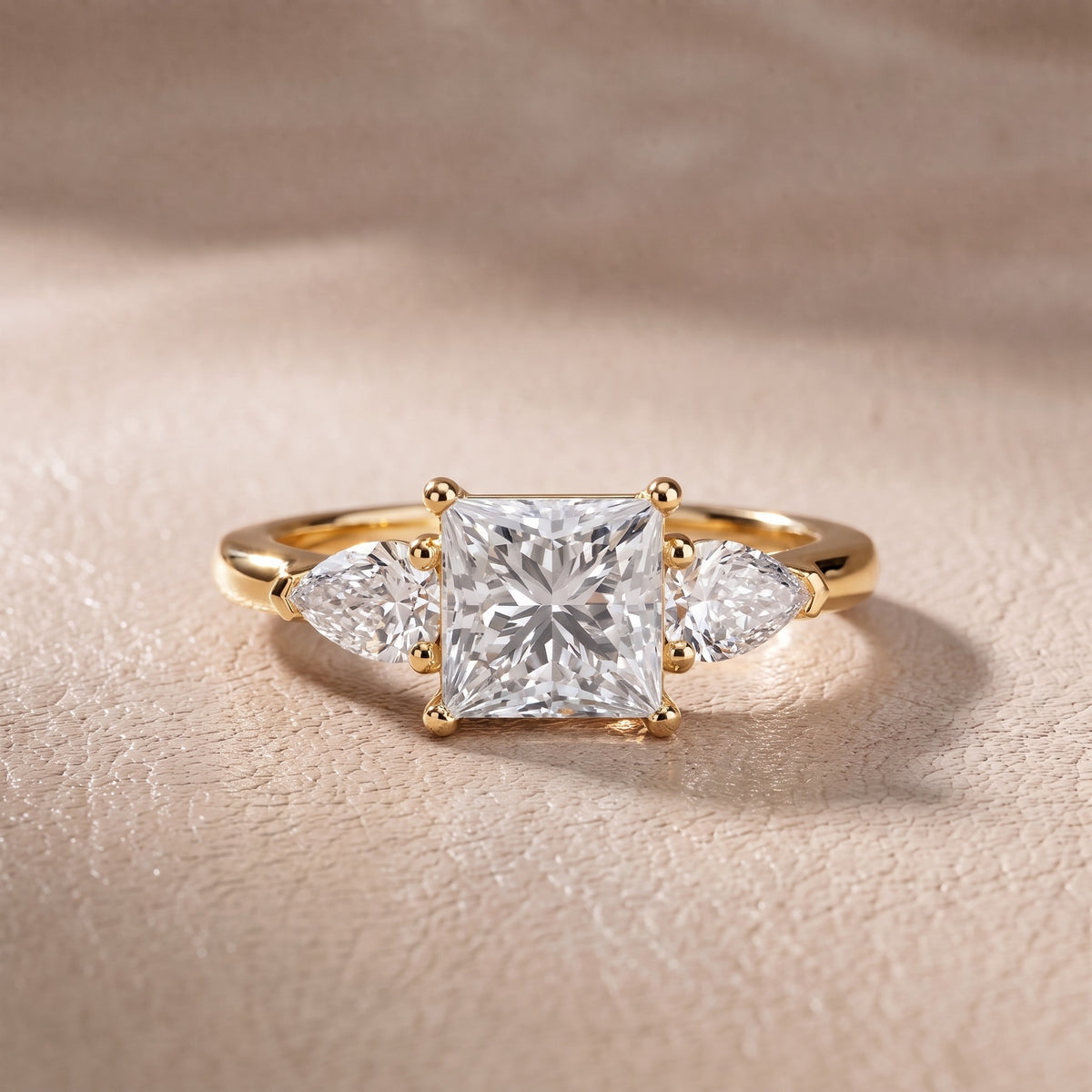 Sophia Three-Stone Princess Diamond Engagement Ring in Yellow Gold - front.jpg