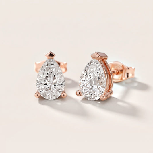 Chevron Pear Diamond Earrings in Rose Gold [studio-20261024]