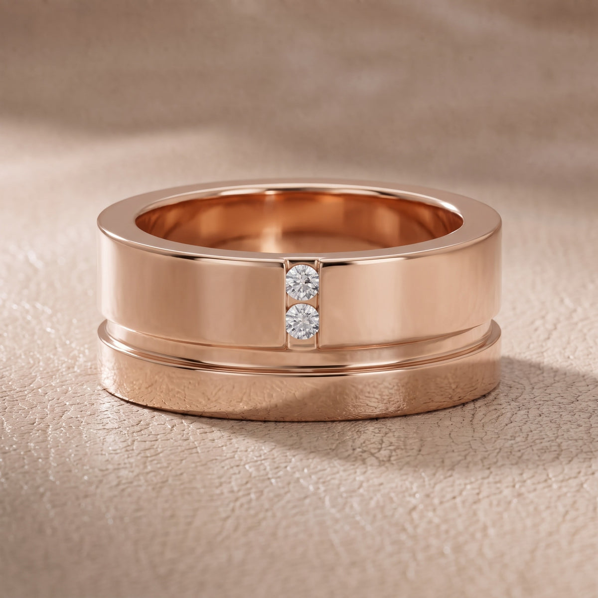 Daisy Flat Grooved Round Diamond Wedding Band in Rose Gold - front.jpg
