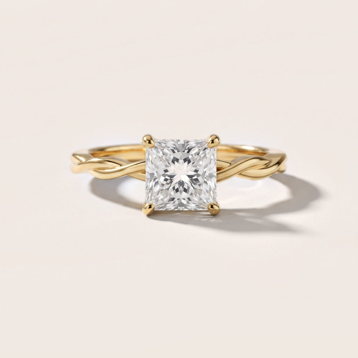 Iris Twist Princess Diamond Engagement Ring in Yellow Gold [studio-20261024]