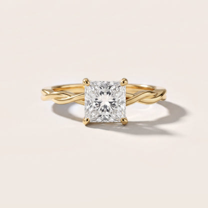 Iris Twist Princess Diamond Engagement Ring in Yellow Gold [studio-20261024]