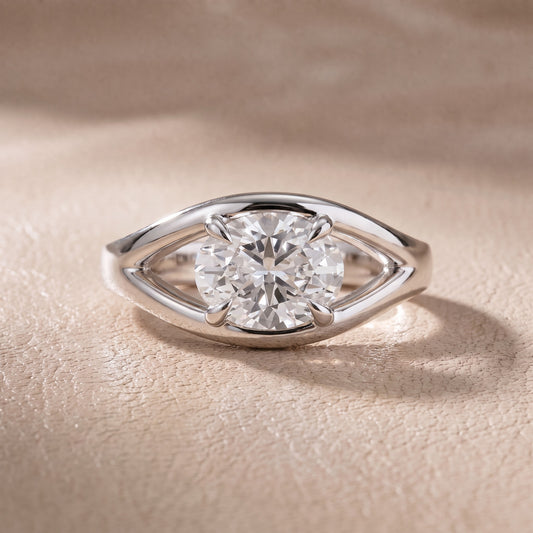 Madeleine Split Shank Oval Diamond Engagement Ring in Platinum - front.jpg
