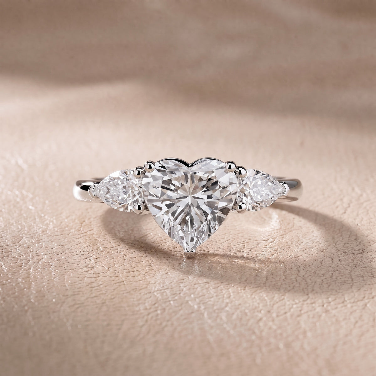 Sophia Three-Stone Heart Diamond Engagement Ring in Silver - front.jpg