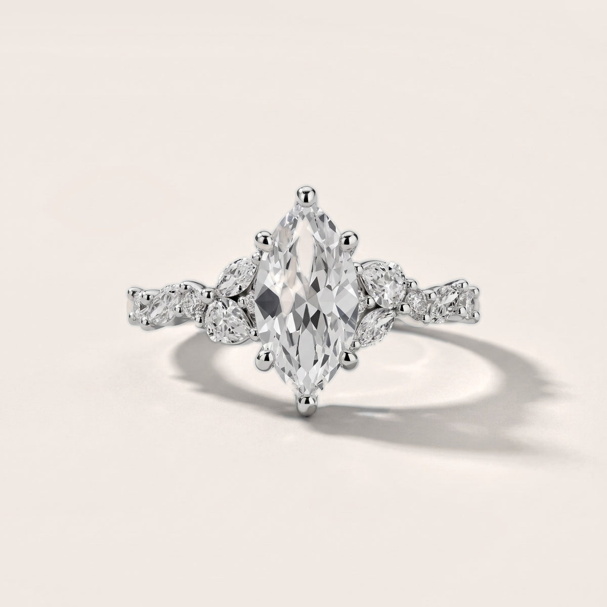 Mesa Vine Cluster Marquise Diamond Engagement Ring in Silver - front.jpg