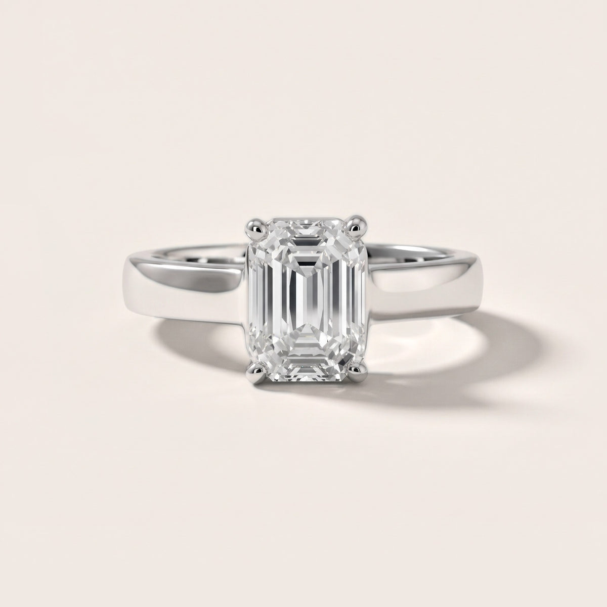 Heather Solitaire Cathedral Emerald Diamond Engagement Ring in White Gold - front.jpg