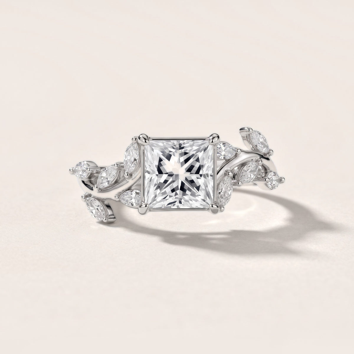 Andrea Vine Princess Diamond Engagement Ring in Silver - front.jpg