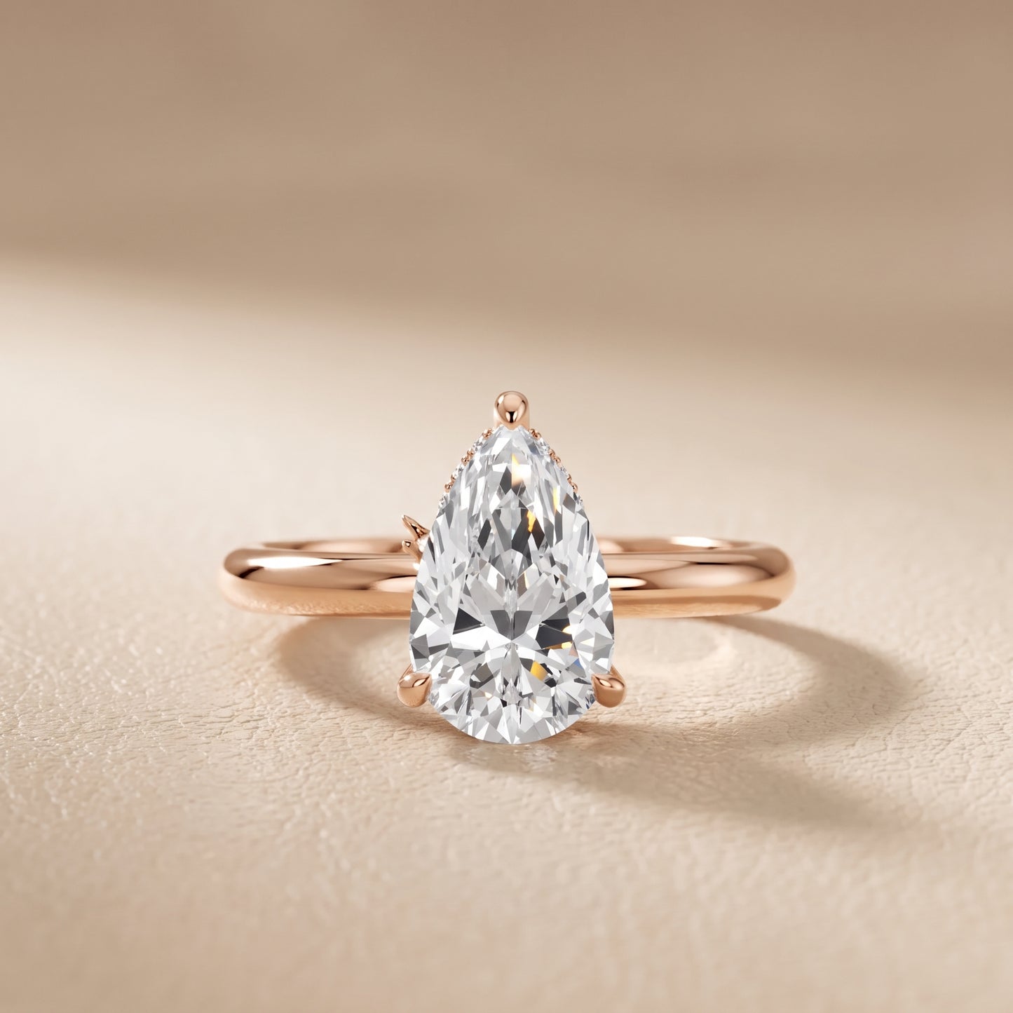 Amaya Hidden Halo Pear Diamond Ring in Rose Gold - front.jpg