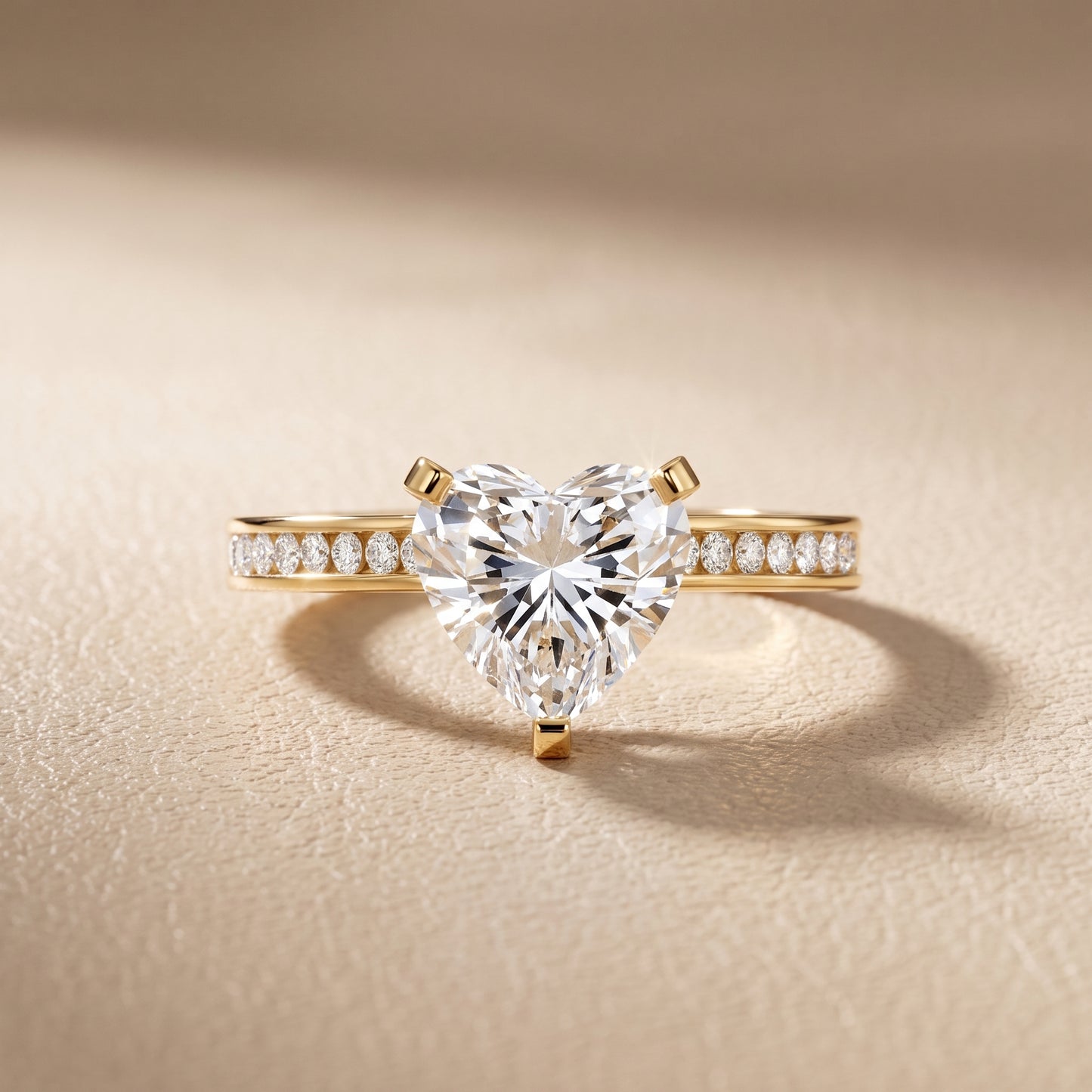 Tessa Solitaire Channel Set Heart Diamond Engagement Ring in Yellow Gold - front.jpg