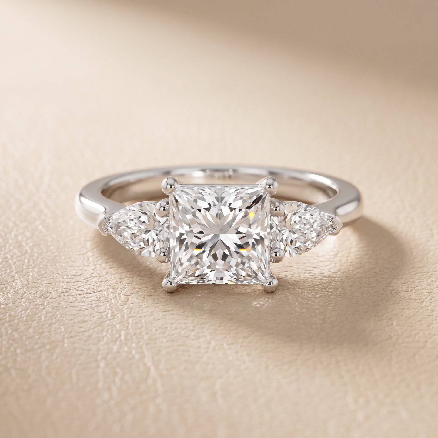 Mirabel Three-Stone Princess Diamond Engagement Ring in White Gold - front.jpg