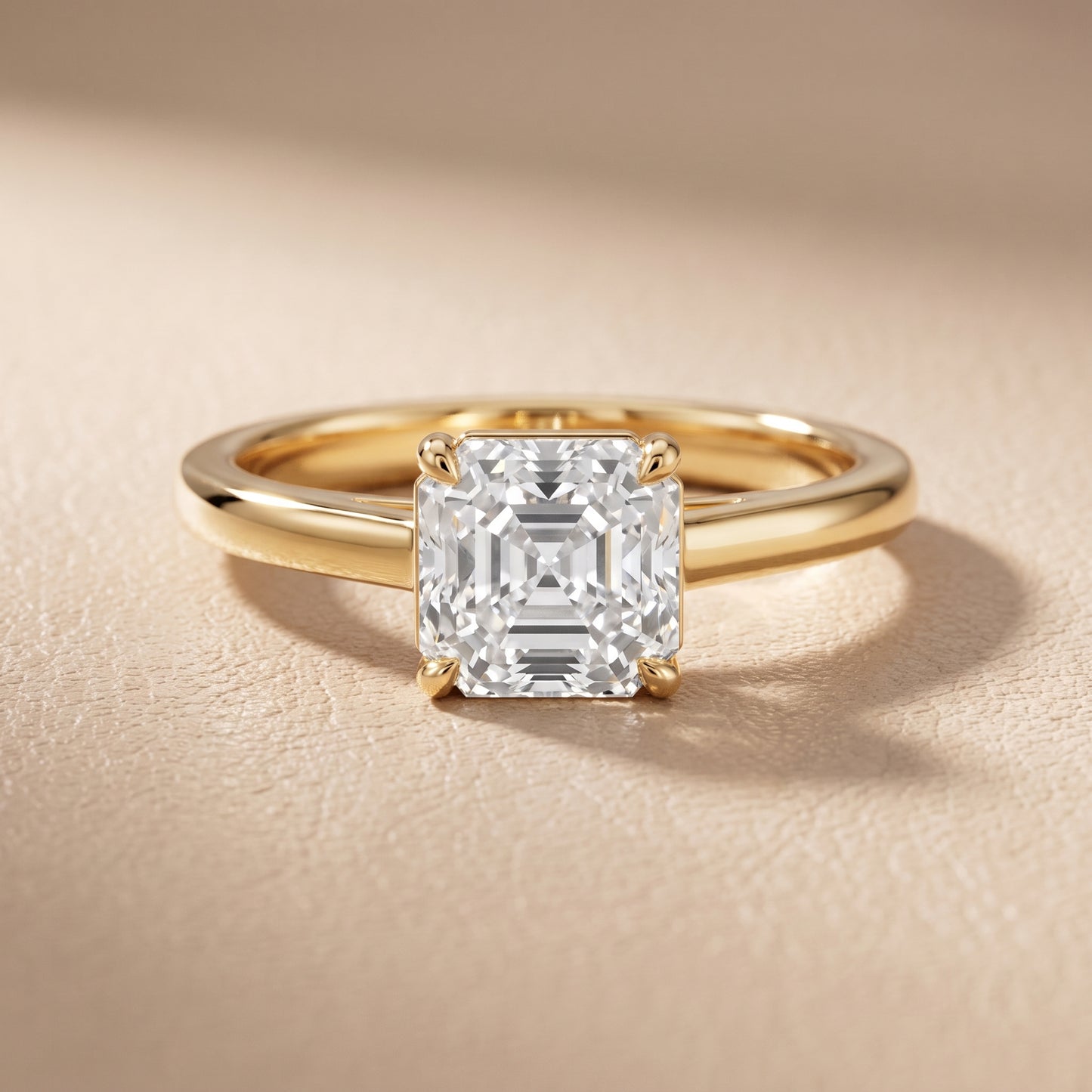 Sadie Cathedral Solitaire Asscher Diamond Ring in Yellow Gold - front.jpg