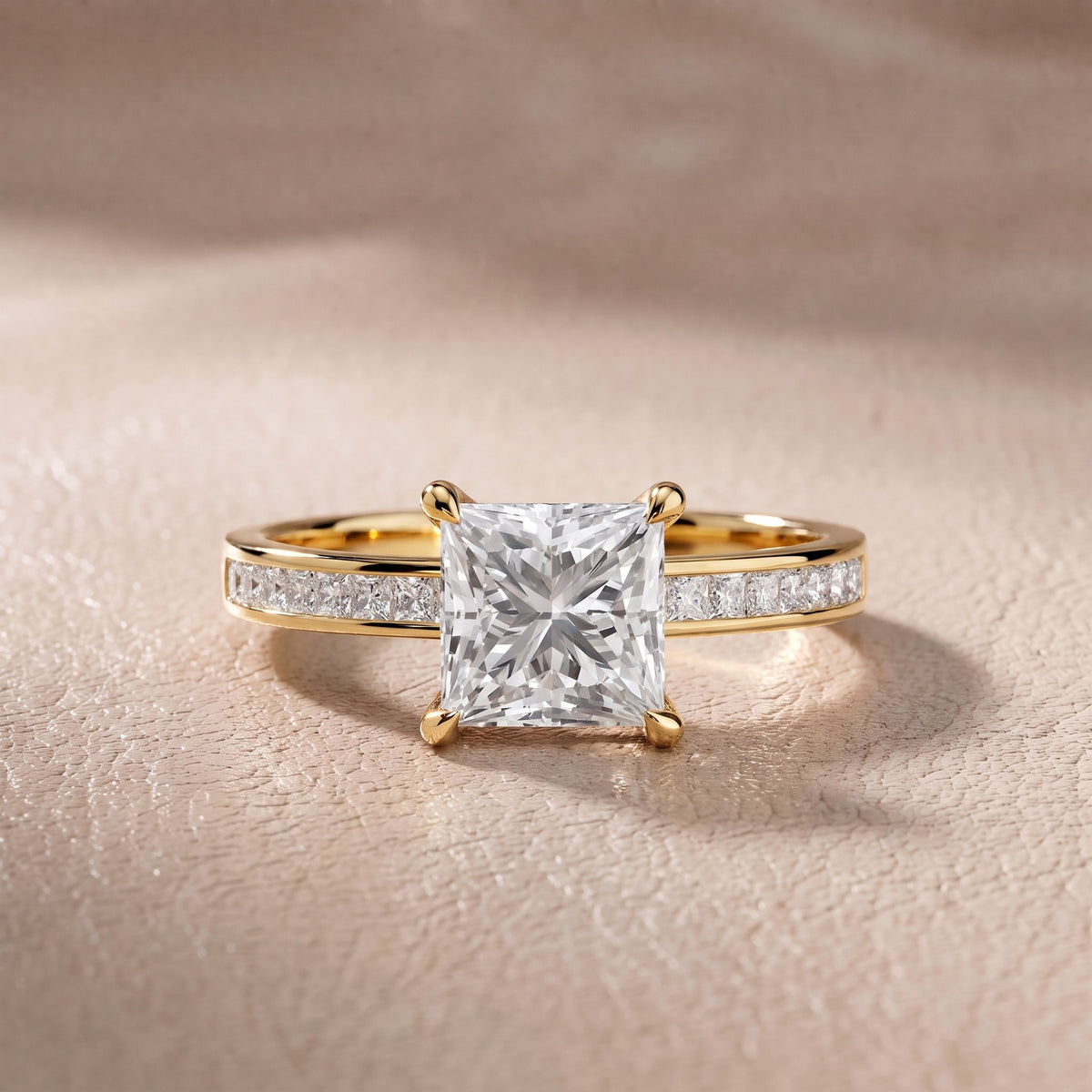 Maren Sidestone Channel Set Princess Diamond Engagement Ring in Yellow Gold - front.jpg