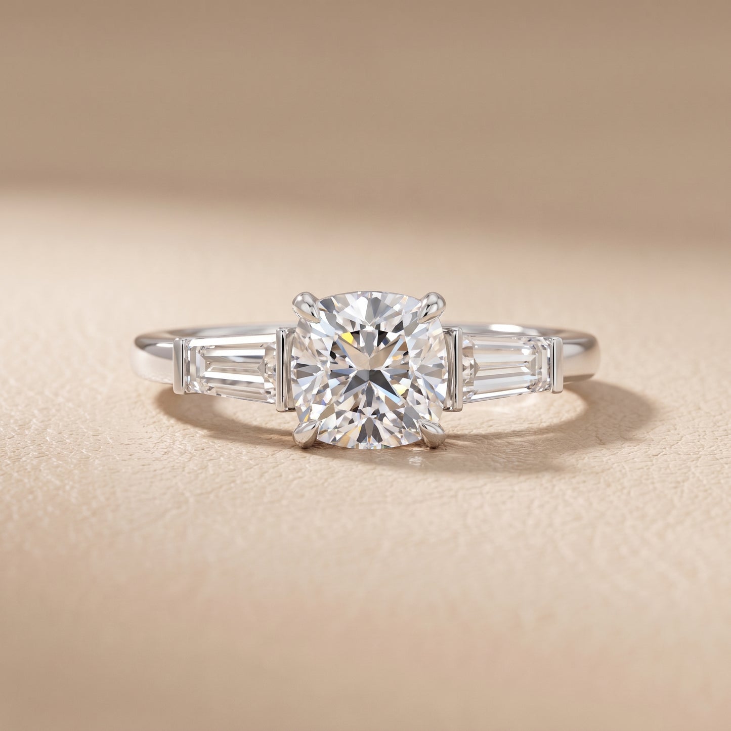 Zelda Tapered Baguette Cushion Diamond Engagement Ring in Platinum - front.jpg
