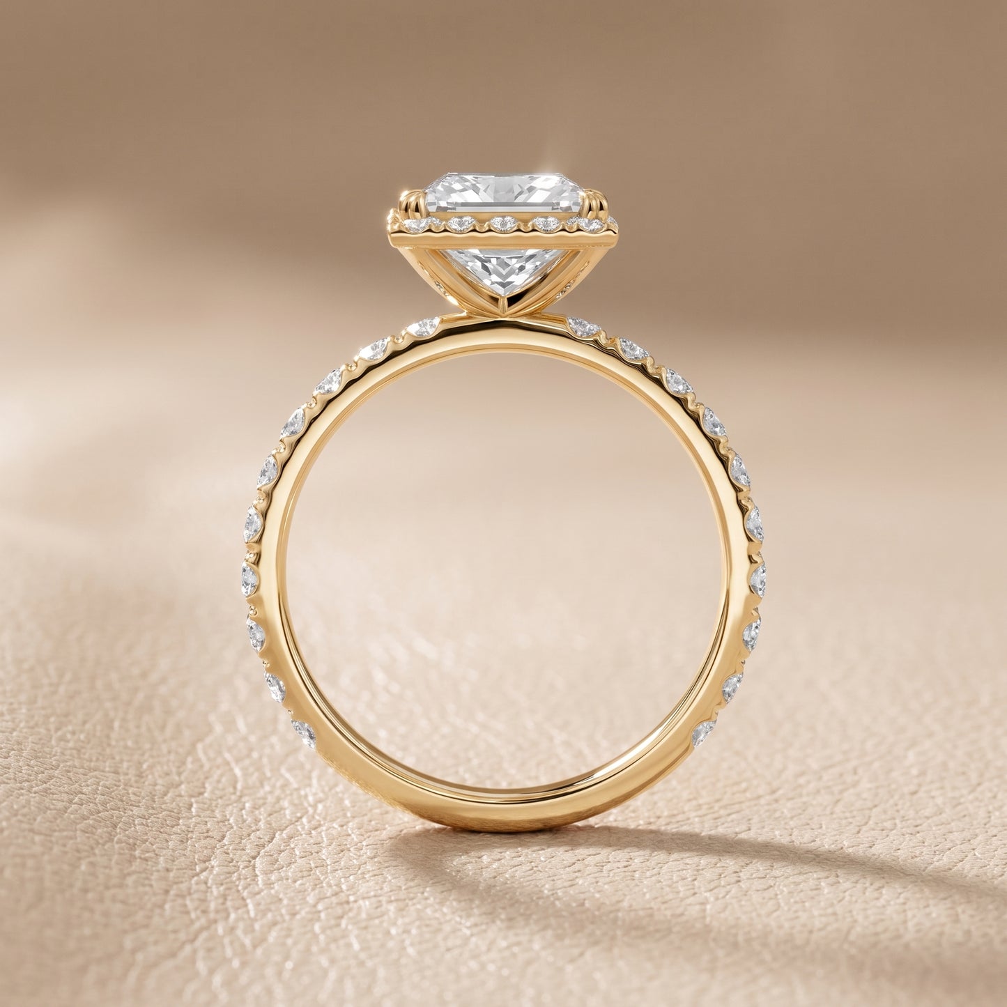 Chloe Halo Pavé Princess Diamond Ring in Yellow Gold - front.jpg