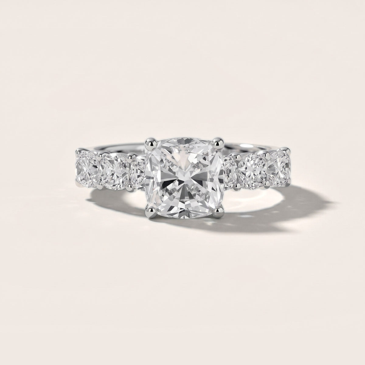 Leigh Statement Five-Stone Cushion Diamond Engagement Ring in Silver - front.jpg