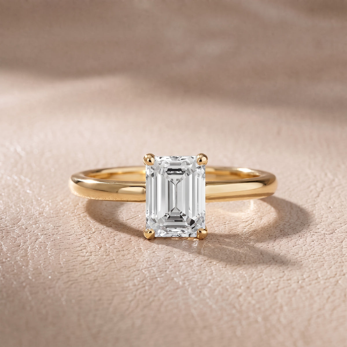 Charlotte Charm Solitaire Emerald Diamond Engagement Ring in Yellow Gold - front.jpg