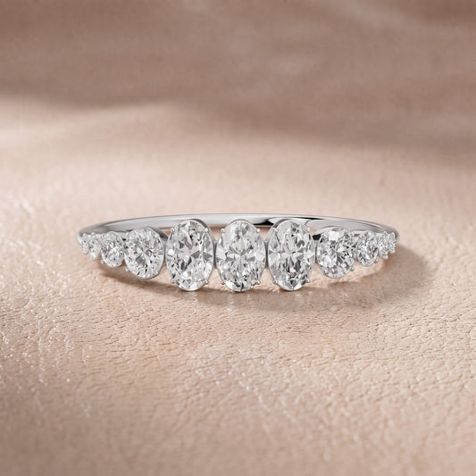 Henrietta Riviera Oval & Round Diamond Wedding Band in White Gold - front.jpg