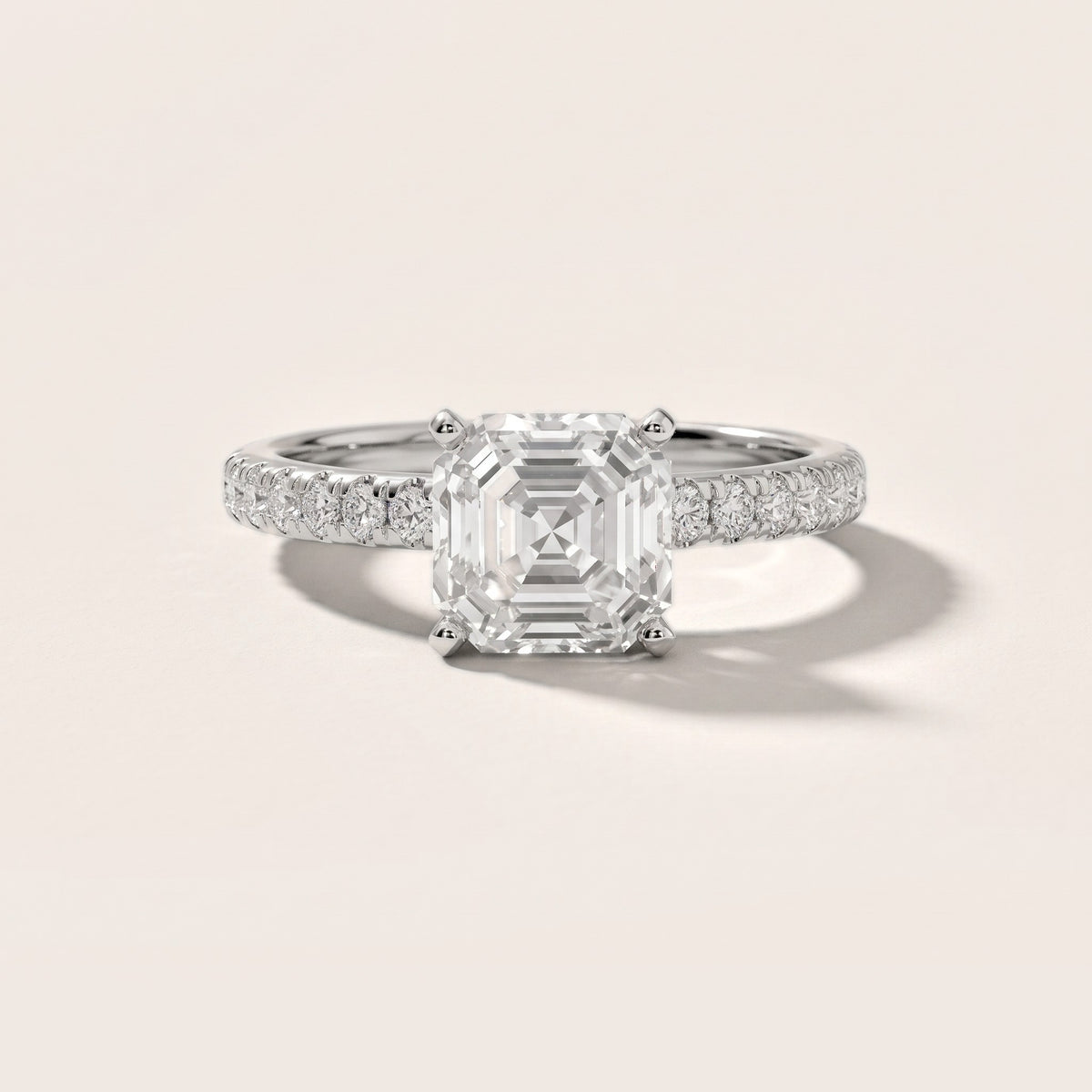 Raquel Scalloped Pavé Asscher Diamond Engagement Ring in Platinum - front.jpg