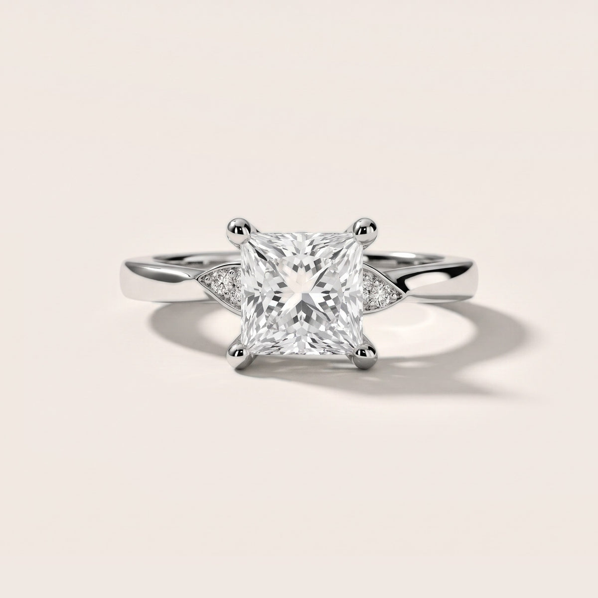 Annabelle Leaf Pavé Princess Diamond Engagement Ring in White Gold - front.jpg