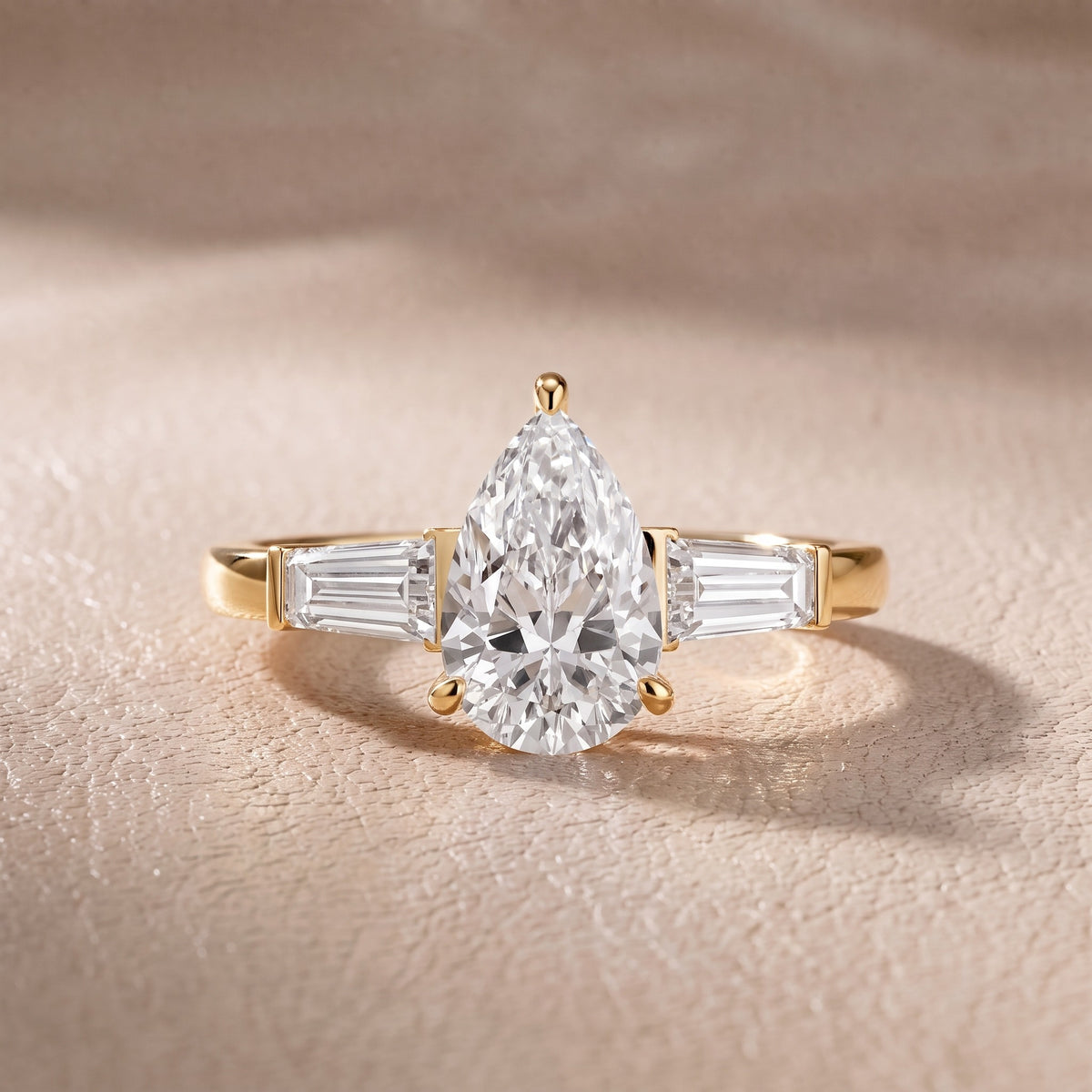 Eloise Tapered Baguette Pear Diamond Engagement Ring in Yellow Gold - front.jpg