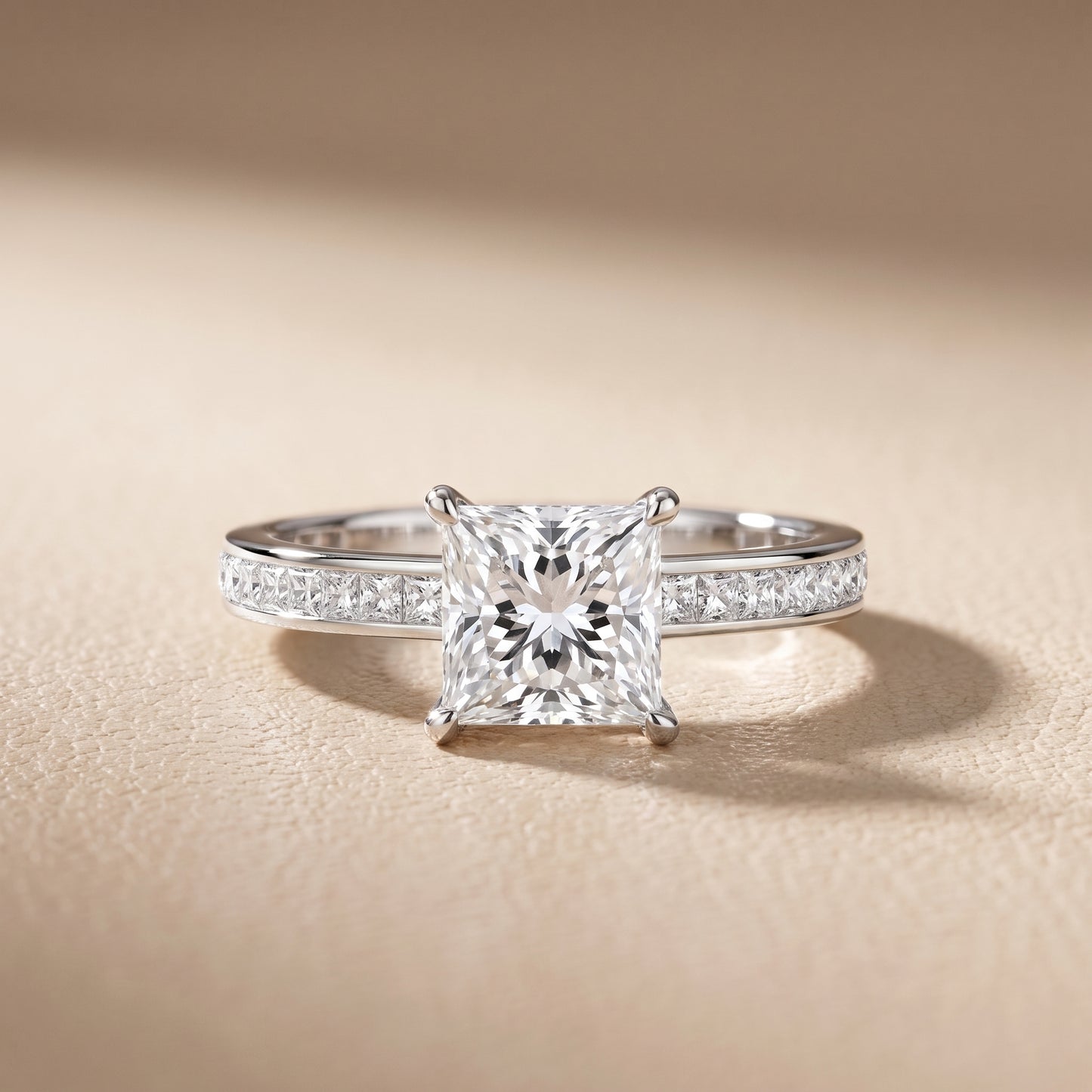 Brielle Channel Set Solitaire Princess Diamond Ring in Platinum - front.jpg