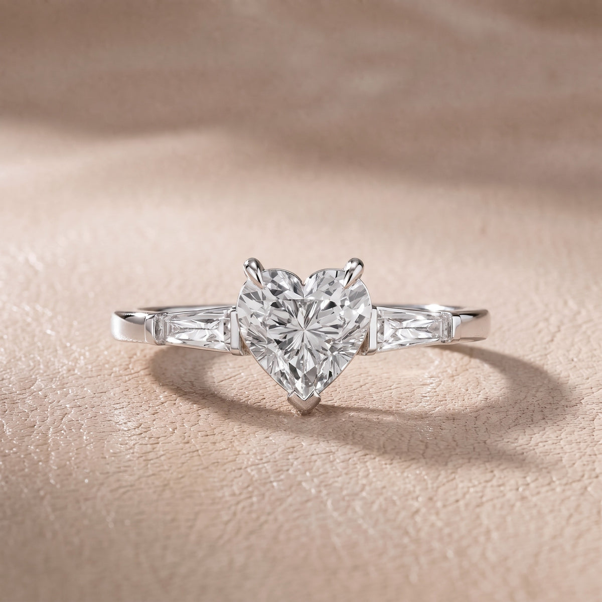 Winnie Three-Stone Heart Diamond Engagement Ring in Silver - front.jpg