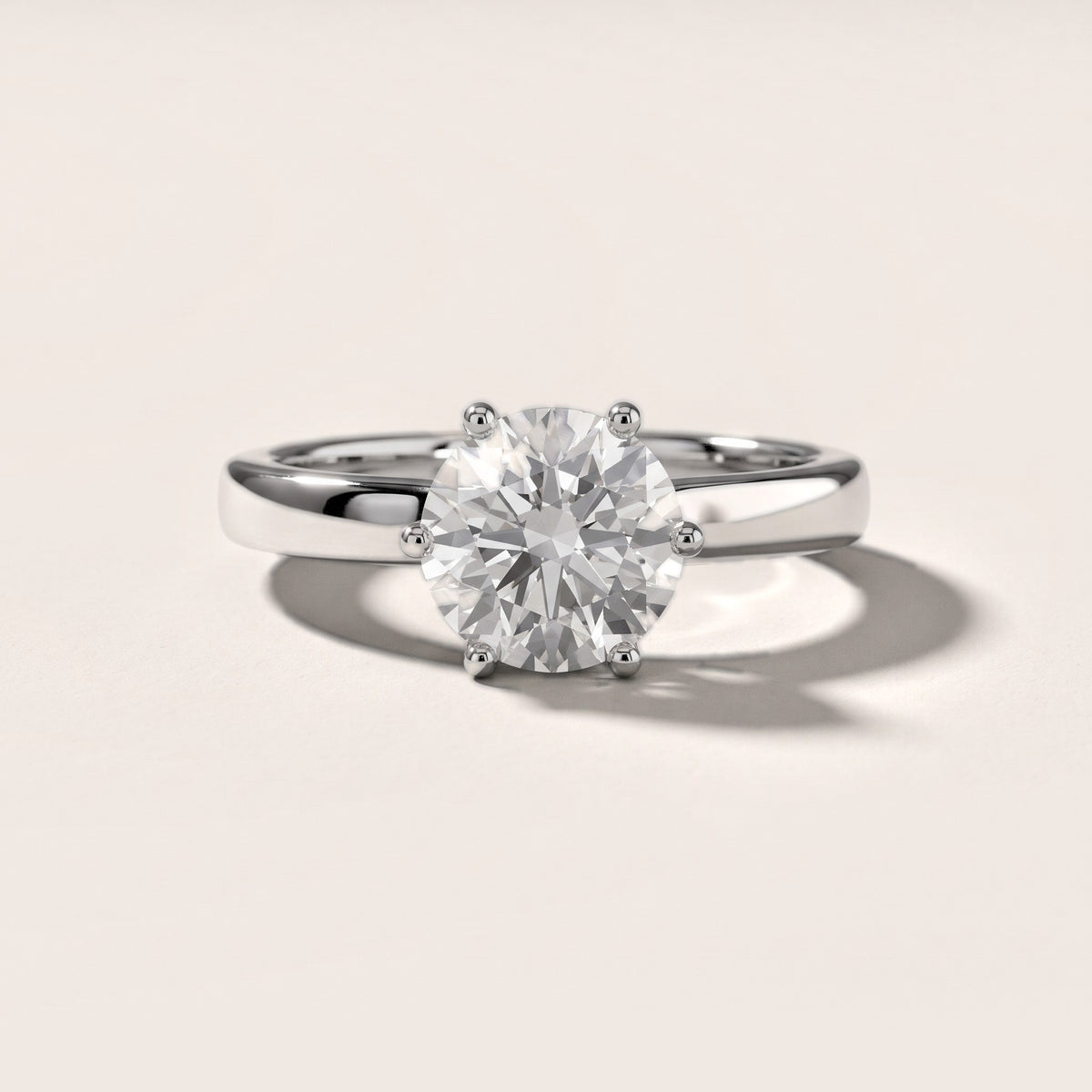 Reese Solitaire Cathedral Round Diamond Engagement Ring in White Gold - front.jpg