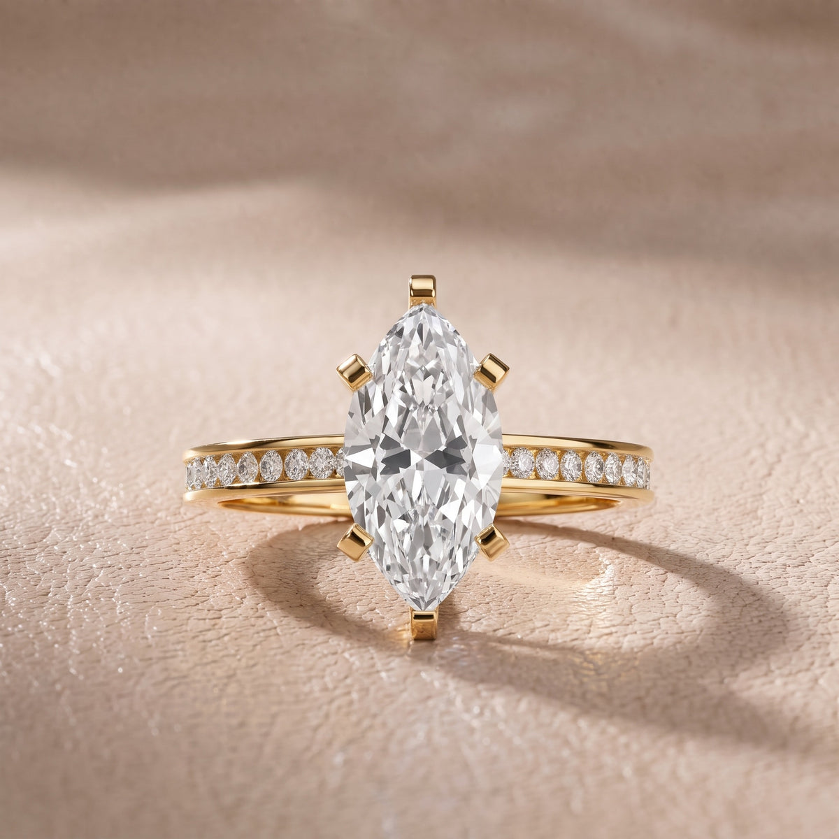Tessa Solitaire Channel Set Marquise Diamond Engagement Ring in Yellow Gold - front.jpg