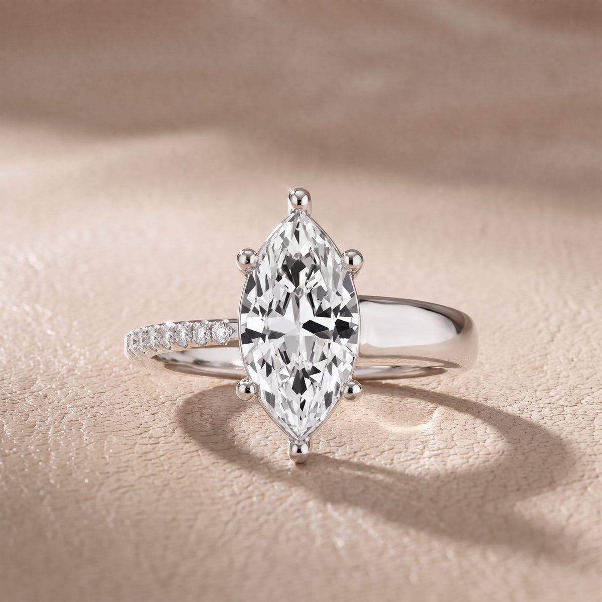Rosie Solitaire Basket Marquise Diamond Engagement Ring in Silver - front.jpg