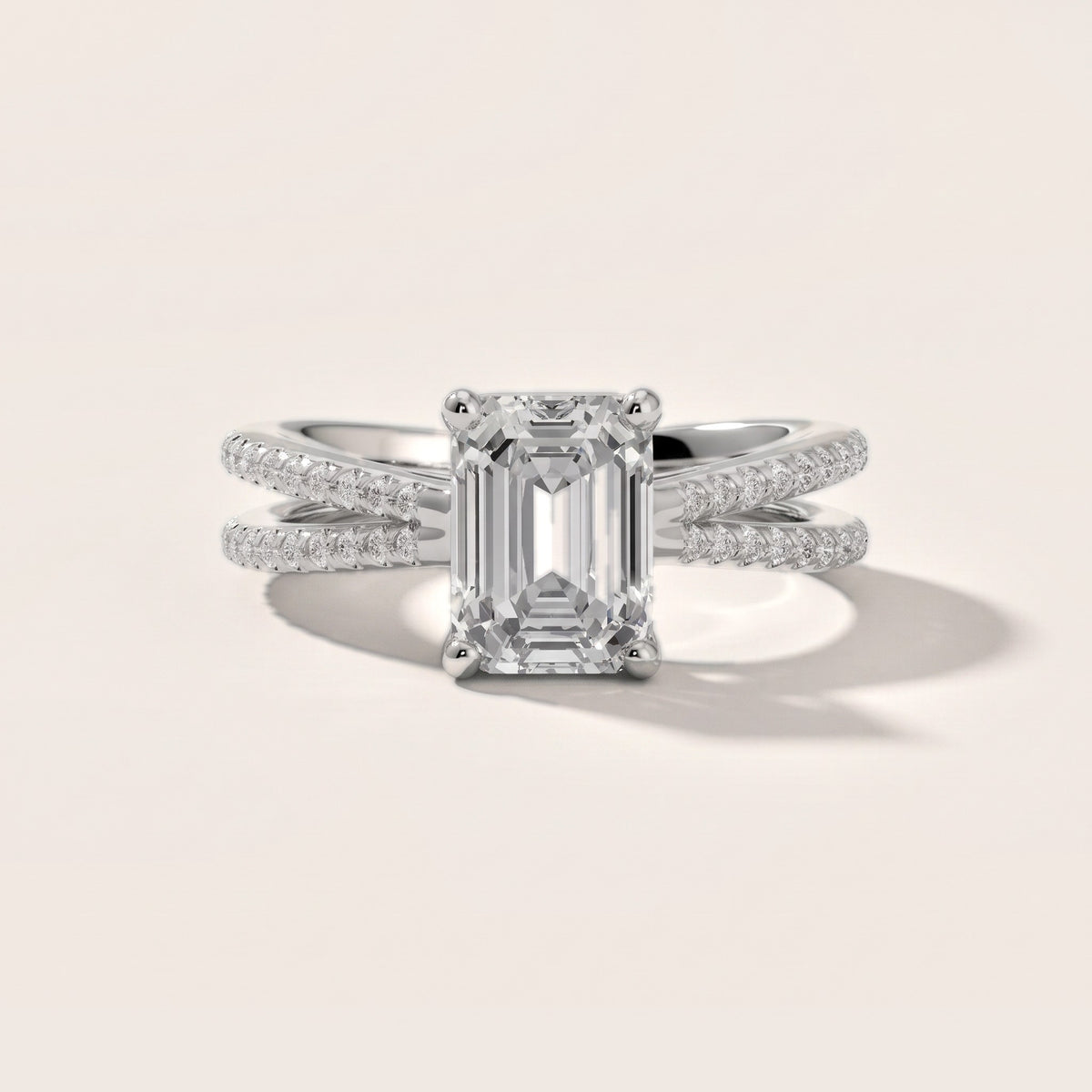 Alana Split Shank Pavé Emerald Diamond Engagement Ring in White Gold - front.jpg
