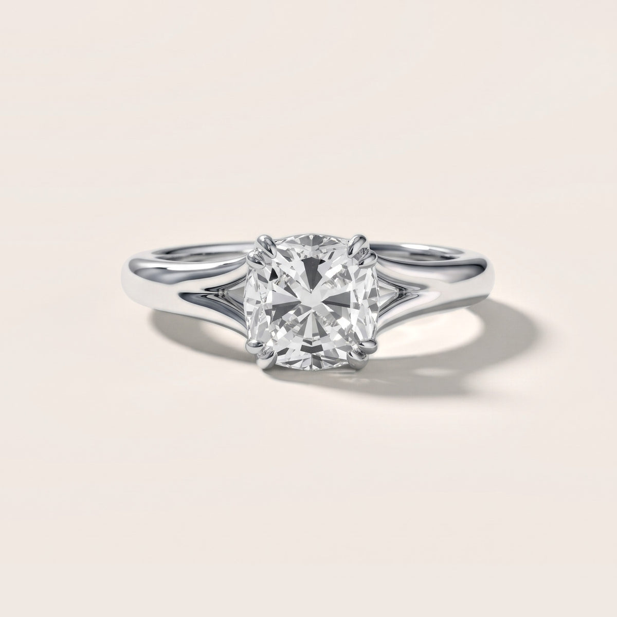 Jillian Solitaire Split Shank Cushion Diamond Engagement Ring in Platinum - front.jpg